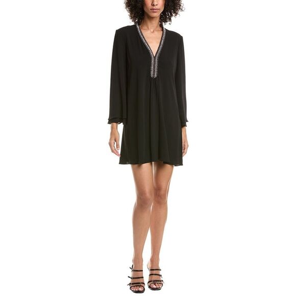 Tadashi Shoji Womens  Dane Embellished Tunic Mini Dress, Black - Picture 1 of 3